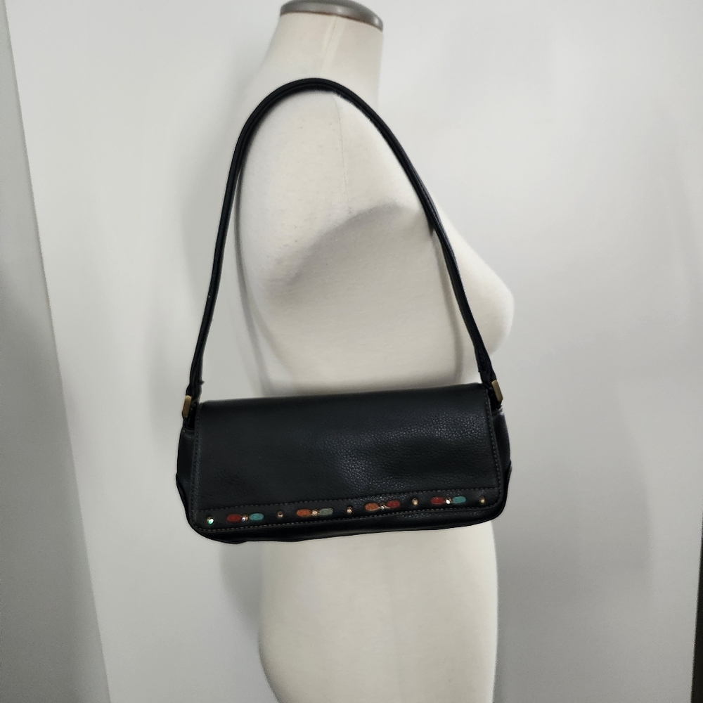 LIZ CLAIBORNE Faux Leather Shoulder Bag Handbag Baguette Y2K Vibe (Read/Look) - Picture 12 of 13